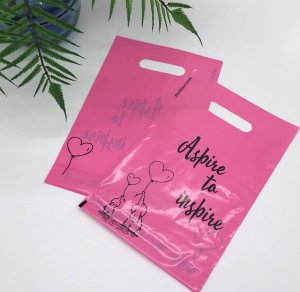 Die cut handle bag “Aspire to inspire” 20х30cm, pink -Chernigov Package - Фото изображение_viber_2020-03-27_20-25-50